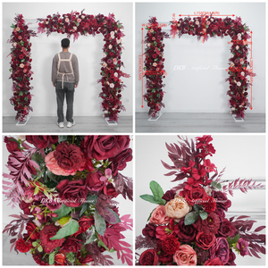 <strong>2026</strong> New Arrival <strong>Red</strong> Artificial Floral Arrangement <strong>Rose</strong> Lotus Ranunculus Burgundy Artificial Flowers for Wedding Backdrop Decor - Product Image 3