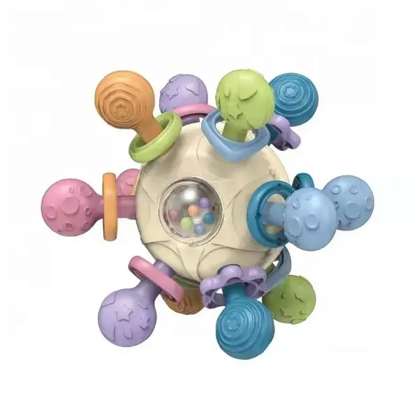 Lernspielzeug Rassel Zahnfänger Spielzeug-Bälle Sinnesbälle Silikon-Schnurzieh-Aktivitätsspielzeug feinmotorische Fähigkeiten Geschenk für Kleinkinder