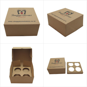 Custom Kraft Cupcake Packaging Mailing Box With Inserts Dividers Small Cake Biscuit Cookie Box With Clear Window Wholesale