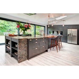AisDecor Série sombre populaire <span class=keywords><strong>Plan</strong></span> de décoration intérieure Famille Armoires de <span class=keywords><strong>cuisine</strong></span> design shaker noir mat - Product Image 2