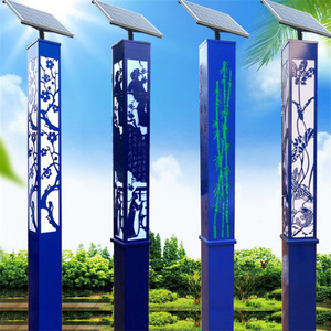 Multi Color Motif Landscape <b>Bollard</b> <b>Light</b> Aluminum Alloy IP66 3500K Warm White AC 220V <b>Solar</b> Powered CRI 90 10-Year Lighting - Product Image 1