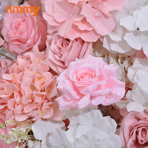 Ammy Wedding Cake Tower Arch Pink Silk Roses Hortensia Runner Flores artificiales para Navidad Decoración de Navidad - Product Image 5
