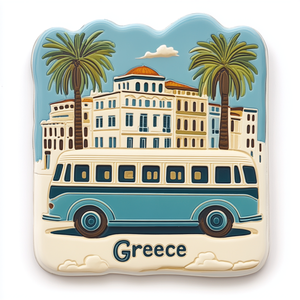 Aimant de réfrigérateur en résine imprimé UV personnalisé effet relief moderne mettant en vedette l'architecture de la ville de Grèce <span class=keywords><strong>voyage</strong></span> - Product Image 3