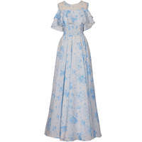 Robe de plage princesse élégante en mousseline florale transparente pour filles, taille moyenne à grande, coupe trapèze, idéale pour l'été