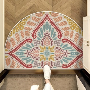 Yuequan Trading Ethnic Style Door Mat Flax Material Geometric Pattern Entryway Non Slip Dust Removing Cuttable Linen Mat - Product Image 2