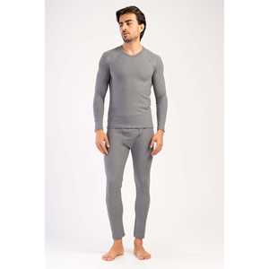 Ensemble de sous-vêtements confortables à col en V et manches longues pour homme, couche de base d'hiver en coton imprimé, polaire chaude, type caleçon long - Product Image 3