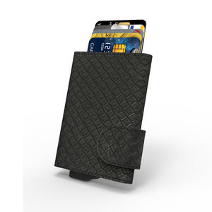 Cartera de Tarjetas Corta de Cuero PU con Expulsión Automática Retro Personalizada, Cierre Abierto, Forro de Nailon Anti-Robo, Compatible con RFID, Unisex, Grande - Product Image 6