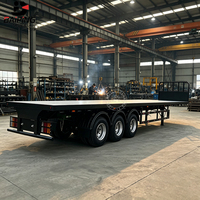 Semi-remorque plateau porte-conteneurs en acier à 3 essieux, remorque de transport de marchandises robuste avec train de roulement, capacité de charge maximale 50 T, qualité supérieure