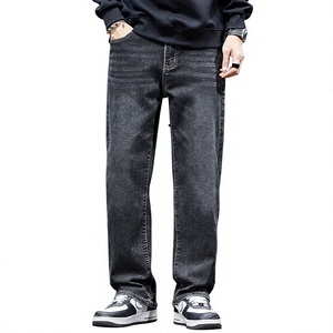 Jeans décontractés AAFII IMPEX pour homme, coupe droite, taille mi-haute, gris foncé délavé, en denim écologique, respirant et léger - Product Image 1