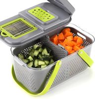 Hachoir à légumes et fruits multifonction 22 en 1, coupe-légumes et râpe manuels avec bac de rangement pour la préparation culinaire