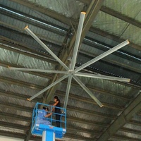 Ventilador de Techo Gigante HVLS de 5.5m (18 pies) con 8 Aspas de Magnalium, Caja de Engranajes, Bajo Nivel de Ruido 40dB+, 220V/380V, Garantía de 3 Años para el Motor