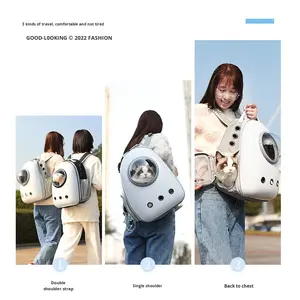 Ransel pembawa kucing antilembap transparan, ransel dengan kapasitas besar dan desain bukaan samping - Product Image 4