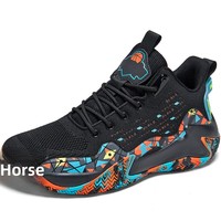 Chaussures de sport pour hommes, automne, antidérapantes, respirantes, dessus en PU, doublure en mesh, semelle intermédiaire en caoutchouc, semelle extérieure en caoutchouc, baskets d'entraînement de basketball