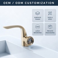 Robinet de lavabo en laiton avec cadran de montre tourbillon, finition or rose, mitigeur chaud/froid, cartouche céramique, bec haut pour salle de bain