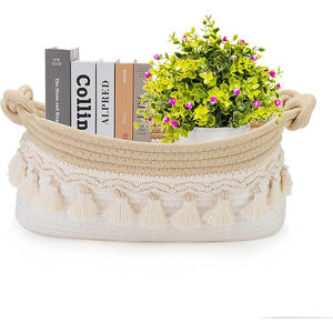 Simple nouveau <span class=keywords><strong>panier</strong></span> <span class=keywords><strong>de</strong></span> rangement en corde <span class=keywords><strong>de</strong></span> coton avec gland pour cosmétiques jouets organisation <span class=keywords><strong>de</strong></span> bureau télécommande caractéristiques clés - Product Image 3