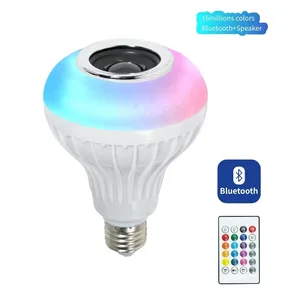 E27 цветная (RGB) Светодиодная лампа с беспроводной динамик и пульт дистанционного управления Smart воспроизведения музыки лампа лампочка громкоговорителя