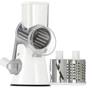 3 trong 1 vòng Veggie Chopper trái cây cắt pho mát Shredder quay trống vắt tay với 3 lưỡi thép không gỉ