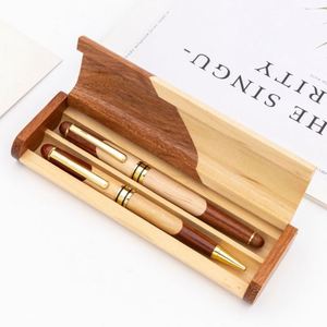High Quality Eco-Friendly Folding Multi-Color Wooden <b>Box</b> Ballpoint Pens Set with Innovative Gift Packaging for Business Writing - Product Image 4