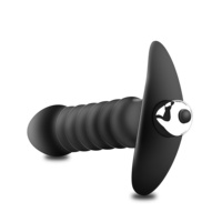 Vente en gros de jouets intimes pour adultes, plug anal vibrant en silicone fileté avec base de sécurité en forme de T
