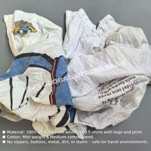 Trapos de Algodón Blancos Resistentes al Desgarro, Impresos, Ecológicos y Reciclados, para Limpieza de Maquinaria - Product Image 4