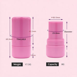Tube de baume à lèvres, rouge à lèvres ou déodorant rechargeable, mini, rose, 8 ml, en PP, neuf et vide, avec système twist-up. - Product Image 4