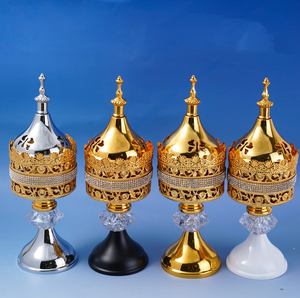 Four d'aromathérapie d'art en fer creux doré transfrontalier avec perceuse four à encens de bureau de décoration intérieure arabe du Moyen-Orient - Product Image 4