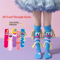 Chaussettes montantes pour filles, motif petit monstre, en tricot Spandex/Nylon, élégantes, uniques, ludiques, pour l'automne, en stock