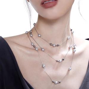 Collana di Perle Grigie di Alta Gamma, Stile Lungo, Molteplici Metodi di Indossamento, Design Elegante e di Nicchia, Catena per <span class=keywords><strong>Collo</strong></span> di Lusso Leggero - Product Image 1