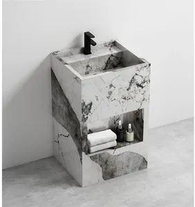 Offre Spéciale moderne hôtel sanitaire autoportant une <span class=keywords><strong>colonne</strong></span> Lavabo évier <span class=keywords><strong>pas</strong></span> <span class=keywords><strong>cher</strong></span> plaque de roche salle de bain lavabo armoire - Product Image 2