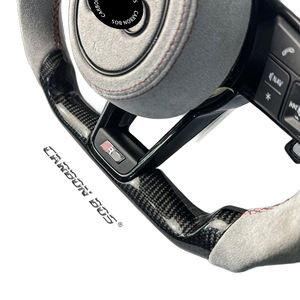 <span class=keywords><strong>Volante</strong></span> de Cuero Blanco con Fibra de Carbono y Alcántara para <span class=keywords><strong>Audi</strong></span> R8 TTRS C6 C7 S7 S4 <span class=keywords><strong>A4</strong></span> B8 RS3 SQ5 S5 B9 A6 C8 A3 2018 - Product Image 3