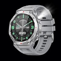 Montre connectée d'extérieur 1,43 pouces AMOLED avec lampe torche, boussole, appels Bluetooth, suivi santé et sport, bracelet en silicone magnétique, rappel d'appels, étanche IP68