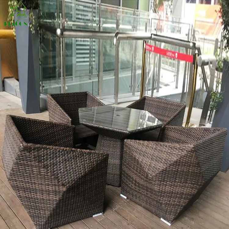 Uangdong-muebles de mimbre para exteriores, juegos de comedor de mimbre para restaurante