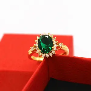 2021Vintage Brass Gold Plated Opening Inlaid Gemstone Ring Female Long Lasting Color Vietnam Sand Gold Zircon Shiny Ring Jewelry