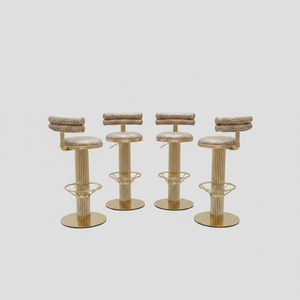 Ensemble de tabourets de bar pliables et réglables en cuir de style moderne avec structure en aluminium pour hôtel, salon, salle à manger, cuisine, hall, usage extérieur - Product Image 2