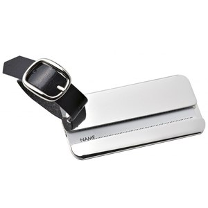 <b>Luggage</b> Tag 43x79 Mm Metal With Leather <b>Strap</b> Name Plate - Product Image 1