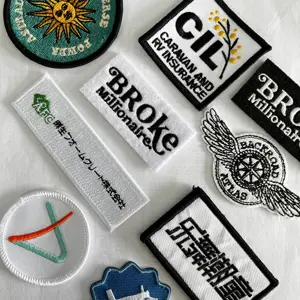 Parches de insignias bordadas de hierro con logotipo completo tejido sombrero personalizado para chaquetas sombreros ropa