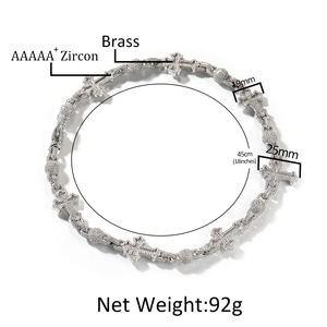 <span class=keywords><strong>Collana</strong></span> UWIN Hip Hop con Ciondolo a Croce, <span class=keywords><strong>Catena</strong></span> con Perline Ghiacciate e Charm a Croce Baguette - Product Image 3