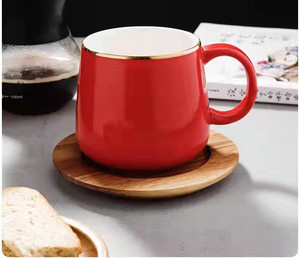 Bandeja de taza de postre ovalada Bandeja de servicio decorativa de mesa de centro de madera de acacia redonda pequeña - Product Image 4