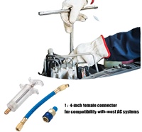 Outil de climatisation automobile automatique de qualité industrielle, en plastique, 1 once, port 1/4 pouce, injection d'huile réfrigérante