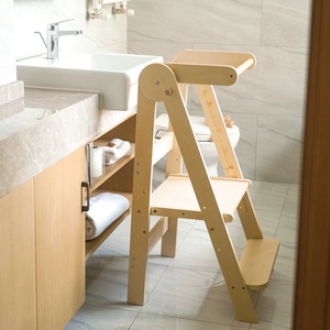 Tabouret pliant en bois pour enfants, aide de <span class=keywords><strong>cuisine</strong></span>, <span class=keywords><strong>tour</strong></span> d'apprentissage pour tout-petits, pour la salle de bain et le salon - Product Image 1
