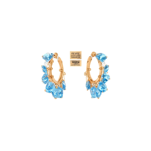 Fine Dangle <b>Earrings</b> PVD Gold Plated 316L Stainless Steel Blue <b>Crystal</b> Hoop <b>Studs</b> Sustainable Resistant Jewelry - Product Image 2