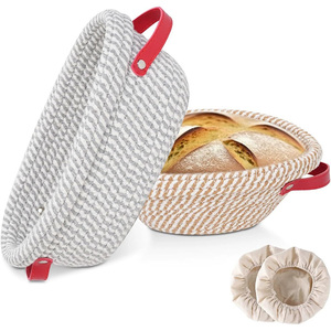 Набор корзин для расстойки теста: круглая 9 дюймов и овальная 10 дюймов. Идеально подходит для расстойки закваски и выпечки хлеба ручной работы. - Product Image 1