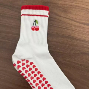 Custom Logo Embroidery <b>Breathable</b> Yoga <b>Socks</b> Cotton Crew Grip Non Slip <b>Socks</b> for Women Workout Fitness - Product Image 3