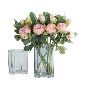 Pivoines artificielles en soie à deux têtes, effet toucher réel, bord brûlé, pour bouquet de mariée vintage - Product Image 5
