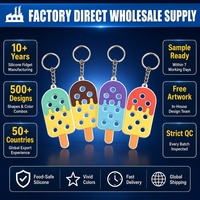 Porte-clés anti-stress Pop It Popsicle personnalisé en silicone, jouet à bulles, 4 combinaisons de couleurs, avec logo OEM, cadeau scolaire, vente en gros