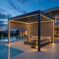 Pergola en aluminium imperméable, design écologique avec système de récupération des eaux de pluie pour jardin et espace extérieur agricole