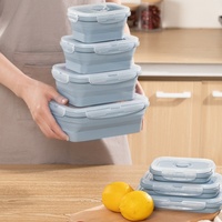 LifeTop Récipient pliable en silicone pour le stockage des aliments, boîte à bento, boîtes à lunch pliables pour les aliments avec couvercles hermétiques