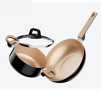 Ensemble de casseroles en aluminium moderne antiadhésif 7 pièces, résistant au four jusqu'à 350F, compatible lave-vaisselle, léger