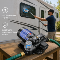 Bomba de Agua de 12V para Autocaravanas, para Ducha y Lavabo, con Protección Térmica, Funcionamiento Silencioso, Presión Automática Estable