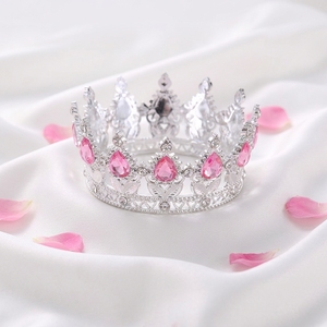 Corona Barroca Dorada con Mini Pedrería para Pastel, Adorno <span class=keywords><strong>de</strong></span> Plástico, Tiara, Accesorios para Ramo, Compromiso, Aniversario - Product Image 1